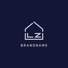 Initial letter LZ roof real estate logo design ideas - obrazy, fototapety, plakaty