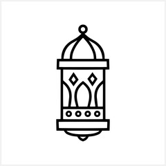 Islamic lantern clip art. Engraving lamp. Aid Mubarak symbol. Vector stock illustration. EPS 10