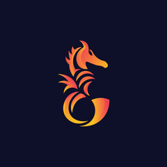 seahorse flame logo ideas © Arif