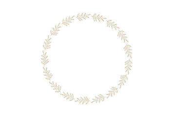 Circle frame floral logo design template in elegant and minimal style with gold color