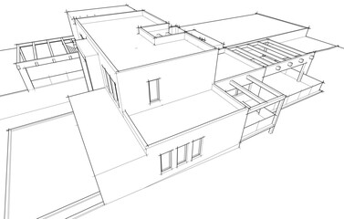 Abstract architecture vector 3d illustration