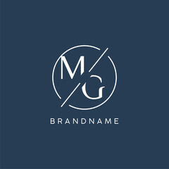 Initial letter MG logo monogram with circle line style - obrazy, fototapety, plakaty