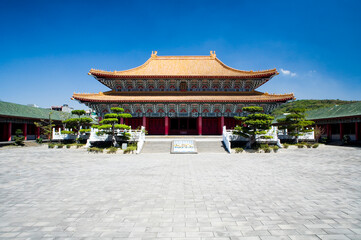 Obraz premium Building view of the Kaohsiung city Temple of Confucius in Taiwan, It is a building resembling a palace in northern China.