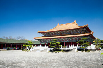 Building view of the Kaohsiung city Temple of Confucius in Taiwan, It is a building resembling a palace in northern China.