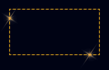 Gold thread Golden rectangle frame Decorative design element Vertical or horizontal picture frame Vector illustration Isolated on dark background