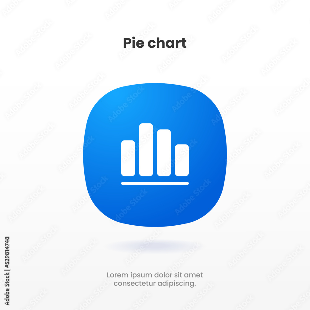 Poster 3d financial analysis stats icon. growing graph. business chart symbol. growths chart collection. pr