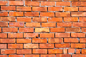 Wall of red bricks, texture