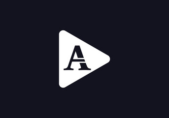 Play button symbol vector and play button logo with letter A