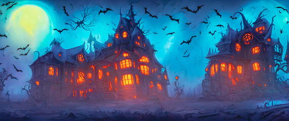 Obraz na płótnie Canvas Artistic concept painting of a haunted house, background illustration.