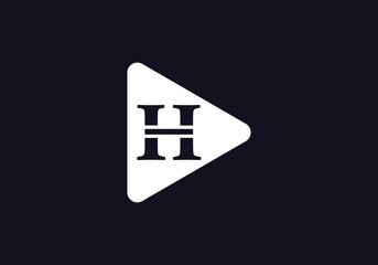 Music and video play button icon. Play button symbol vector and play button logo with letter H