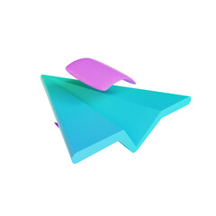 3D illustration paper airplane and project launch