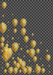 Golden Surprise Background Transparent Vector. Confetti Love Template. Gold Fun Balloon. Balloon Decoration Frame.