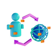 3D illustration people and global users flow