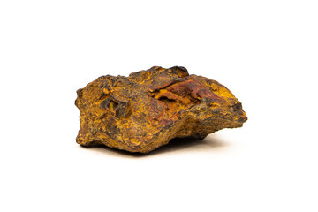 Fragment of the meteorite with natural patina isolated on white background.