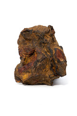 Fragment of the meteorite with natural patina isolated on white background.
