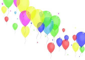 Naklejka premium Bright Balloon Background White Vector. Air Happy Border. Red Fest. Multicolor Toy. Confetti Isolated Banner.