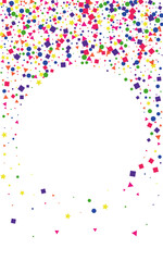 Colorful Element Background White Vector. Confetti Happiness Texture. Bright Shrovetide. Rainbow Dot Party. Geometric Fete Card.