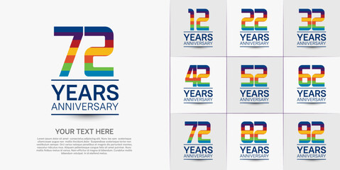 set of anniversary with colorful color can be use for celebration moment