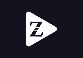 Play button symbol vector and play button logo with letter Z