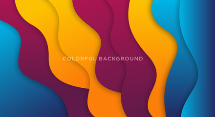 Dynamic textured geometric element. Purple, orange, yellow and blue fluid color background.