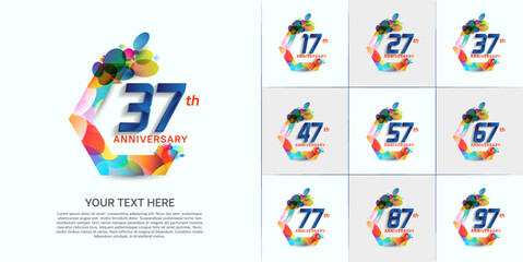 set of anniversary with colorful color can be use for celebration moment