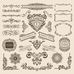 set of vintage typographic decorations flourish element classic 