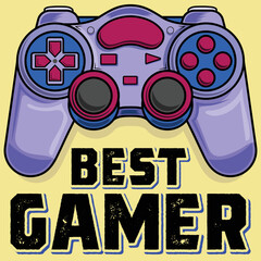 Joystick video game illustration, gaming quotes design,