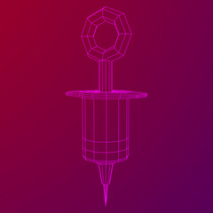 Medical syringe for injection. Wireframe vector illustration.