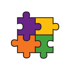 Obraz premium Bright puzzle pieces interlocking graphic icon