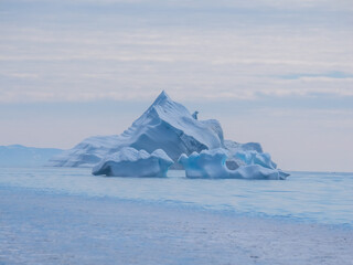 Giant icebergs just off the coast of Disko Island,  near Qeqertarsuaq, Disko Bay, Western Greenland