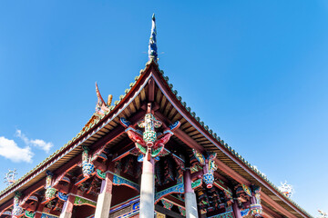Obraz premium Old building view of the Confucius Temple in Taipei, Taiwan. This is a historical heritage with a Chinese-style building that is over several hundred years old.