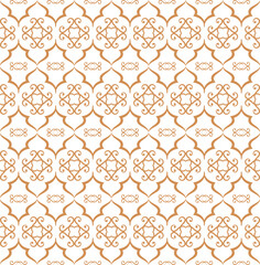 Golden ornamental seamless pattern for decor, print, wallpaper, background