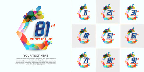 set of anniversary with colorful color can be use for celebration moment