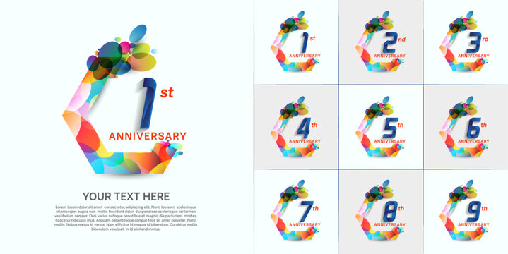 set of anniversary with colorful color can be use for celebration moment
