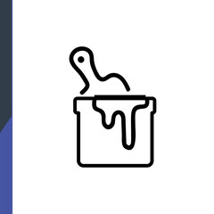 paint bucket and brush, web icon, isolated icon on white background, construction, repair, construction tools