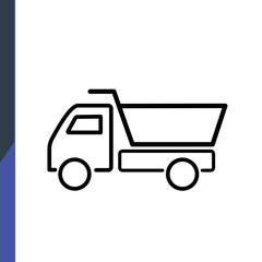 garbage or sand truck for construction, web icon, isolated icon on white background, construction, repair, building tools
