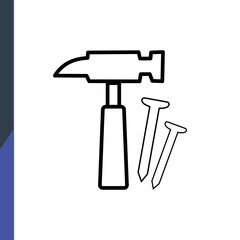 hammer and nails, web icon, isolated icon on white background, construction, repair, construction tools
