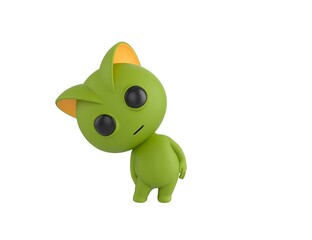 Green Monster character tilt body to side in 3d rendering.