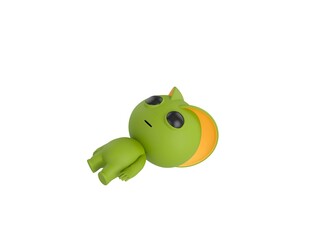 Green Monster character lying on floor in 3d rendering.