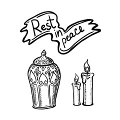 urn with ashes vector illustration set on white background
