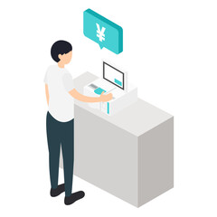 セルフレジを使う男性