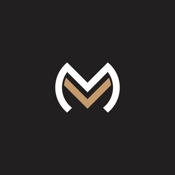 MV logo design vector templates with black background 