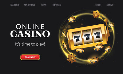 Slot machine, chips and dices homepage