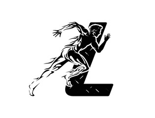 logo vector of run athlete with letter L.