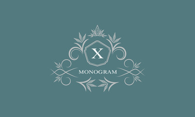 Luxury monogram brand. Universal modern logo concept with letter X and place for text.