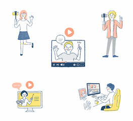 さまざまな動画配信のシーン　セット