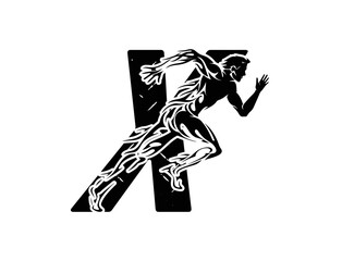 Running Man silhouette Logo Designs, sports, gym and fitness logo with letter X