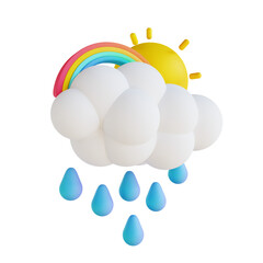 3D illustration rain and rainbow