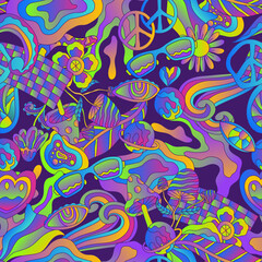 Colorful Psychedelic Seamless Pattern