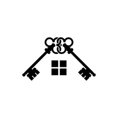 House key illustration logo design isolated on white background